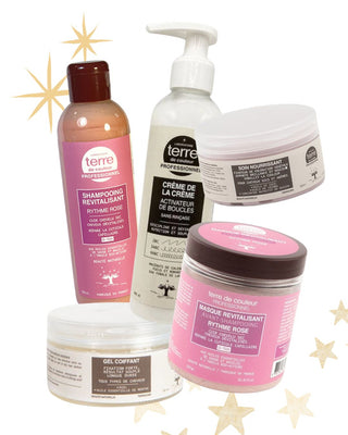 Sublimez vos boucles avec l’ensemble Belle Boucle Terre de Couleur, une routine naturelle qui hydrate, définit et redonne vitalité aux cheveux bouclés.