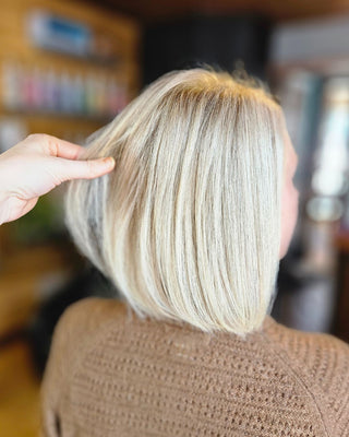 Cliente qui a recu une coloration végétale blond Nature au Salon Marie-Eve